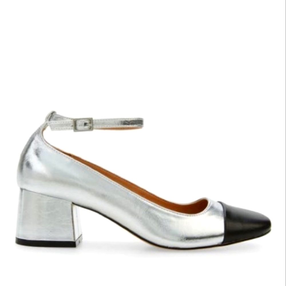 New Steve Madden Silver and Black Women's Block Heel Shoes